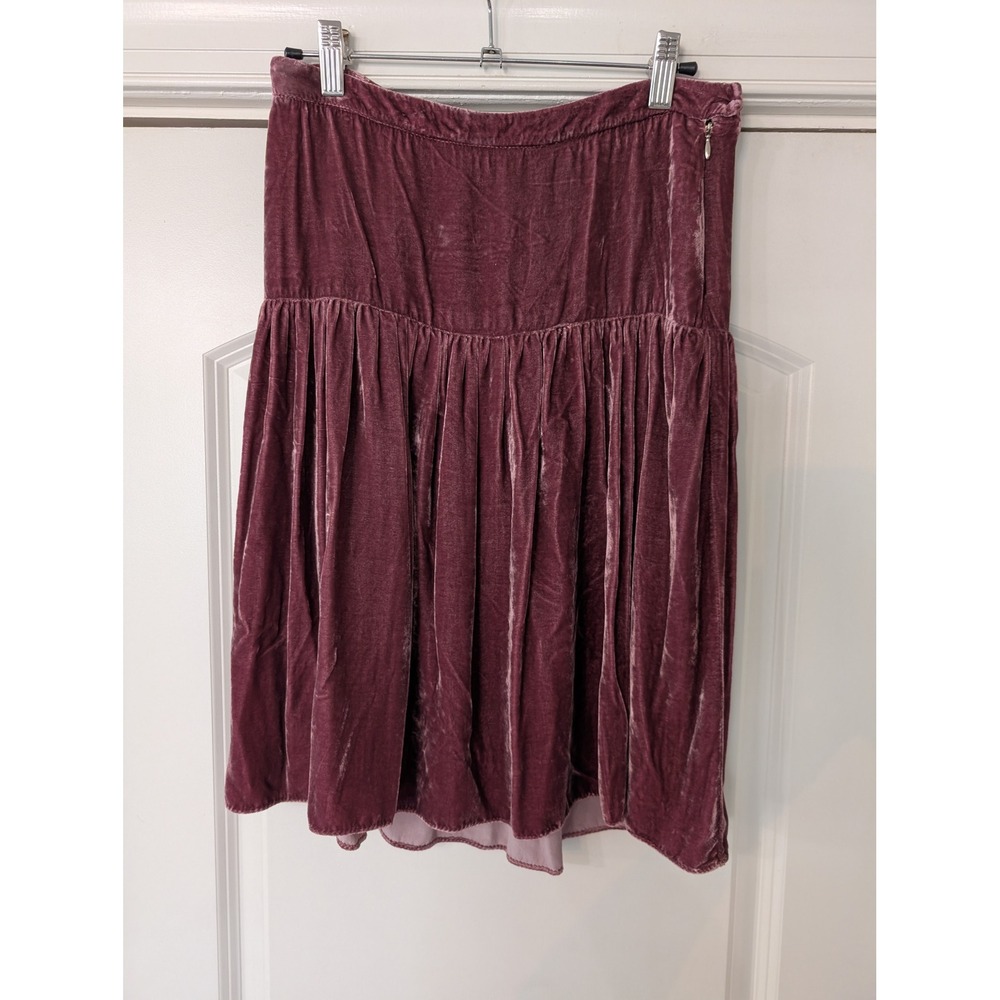 Patrizia Pepe Firenze Purple Velvet Drop Waist Tiered Mini Skirt Made‎ in Italy